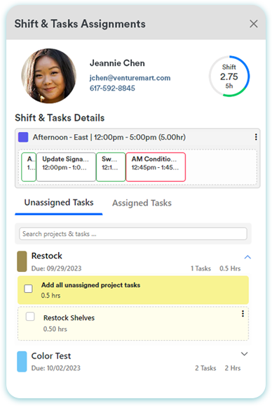 Shift & task assignments